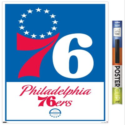 Trends International NBA Philadelphia 76ers - Logo 21 Wall Poster, 22.375" x 34", Premium Poster & Clip Bundle