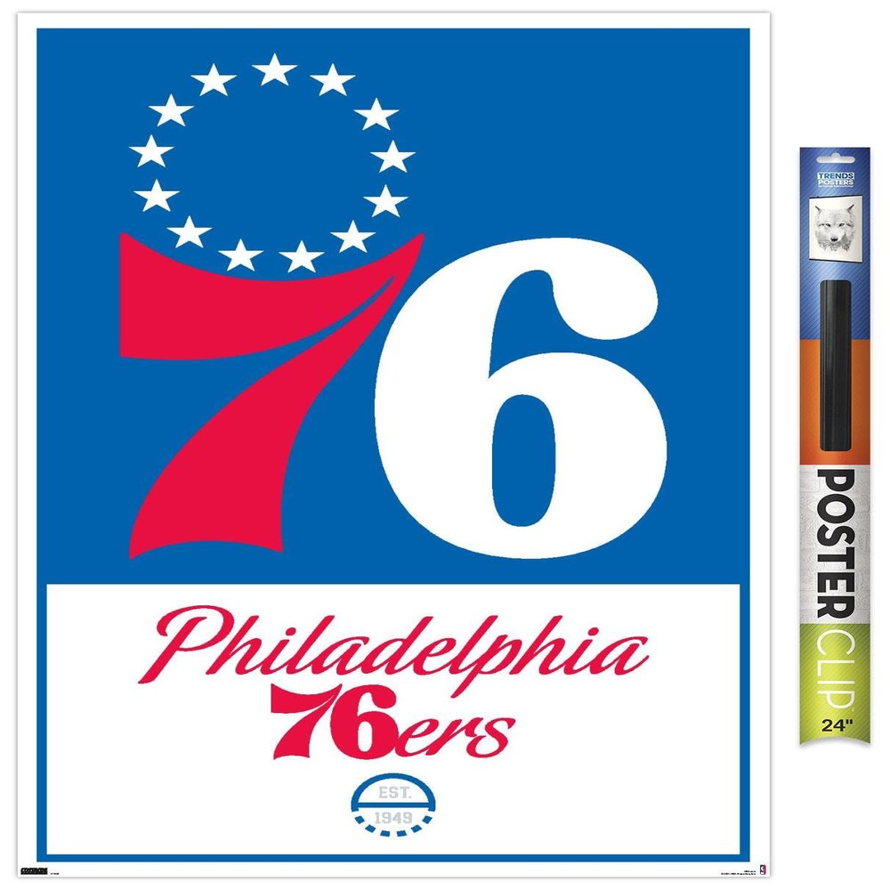 Trends International NBA Philadelphia 76ers - Logo 21 Wall Poster, 22.375" x 34", Premium Poster & Clip Bundle