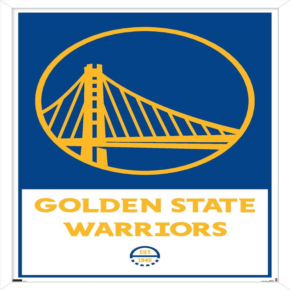 Trends International NBA Golden State Warriors - Logo 21 Wall Poster, 22.375" x 34", White Framed Version