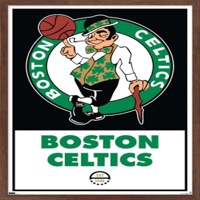 Trends International NBA Boston Celtics - Logo 21 Wall Poster, 14.725" x 22.375", Mahogany Framed Version