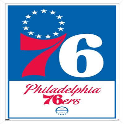 Trends International NBA Philadelphia 76ers - Logo 21 Wall Poster, 14.725" x 22.375", White Framed Version