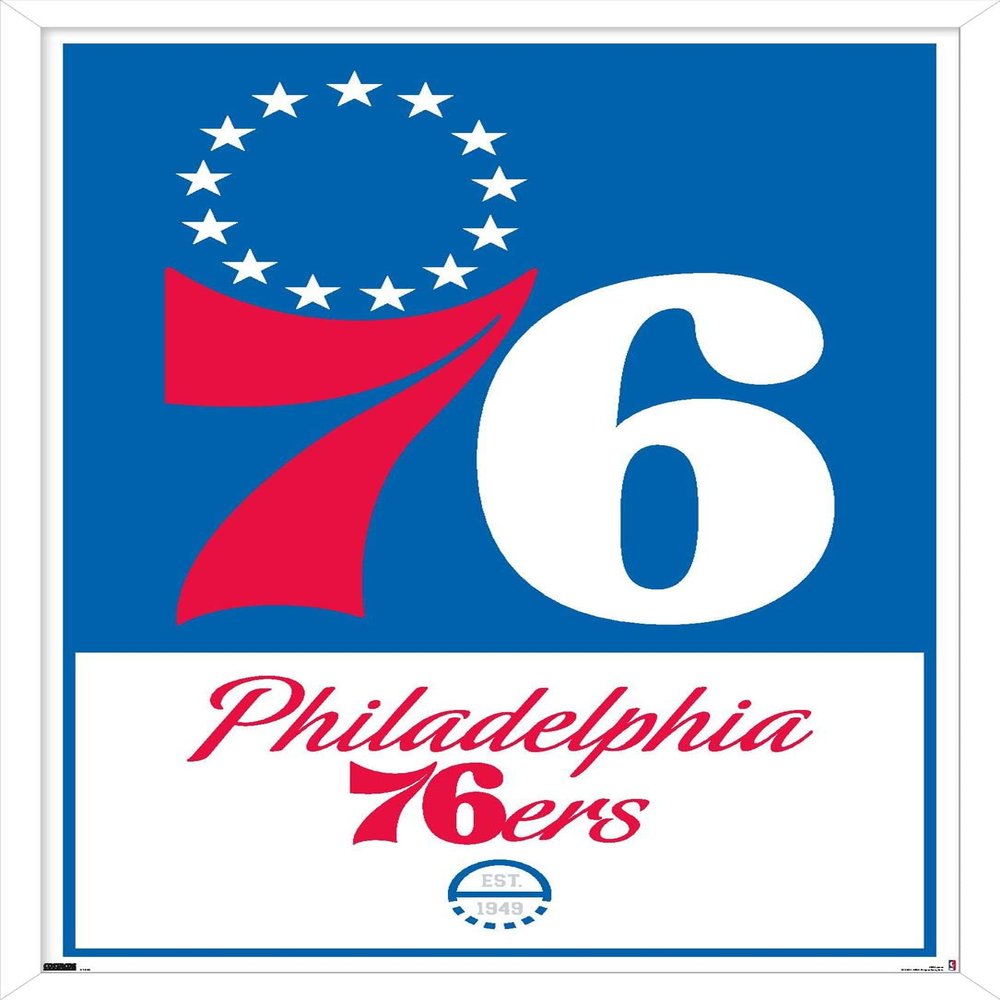 Trends International NBA Philadelphia 76ers - Logo 21 Wall Poster, 14.725" x 22.375", White Framed Version