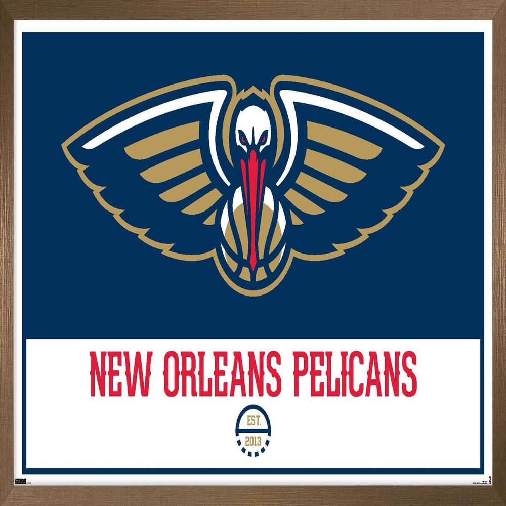 Trends International NBA New Orleans Pelicans - Logo 21 Wall Poster, 14.725" x 22.375", Bronze Framed Version