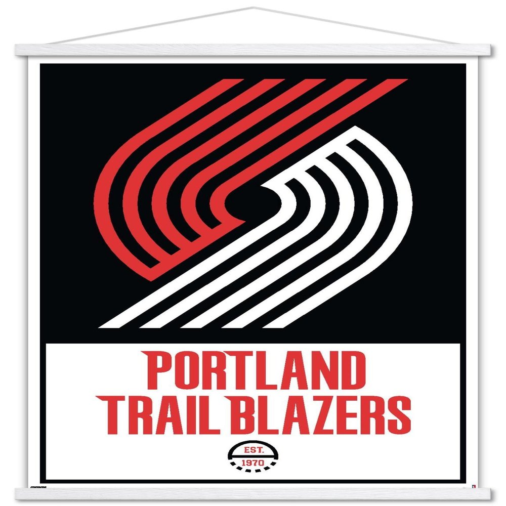 Trends International NBA Portland Trail Blazers - Logo 21 Wall Poster, 22.375" x 34", Premium Print and White Hanger Bundle