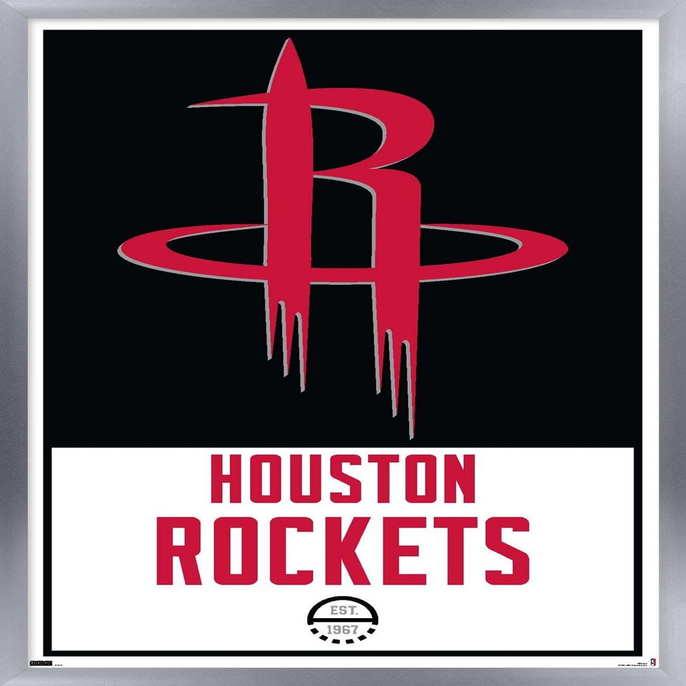 Trends International NBA Houston Rockets - Logo 21 Wall Poster, 14.725" x 22.375", Silver Framed Version