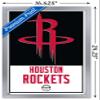Trends International NBA Houston Rockets - Logo 21 Wall Poster, 14.725" x 22.375", Silver Framed Version view 3