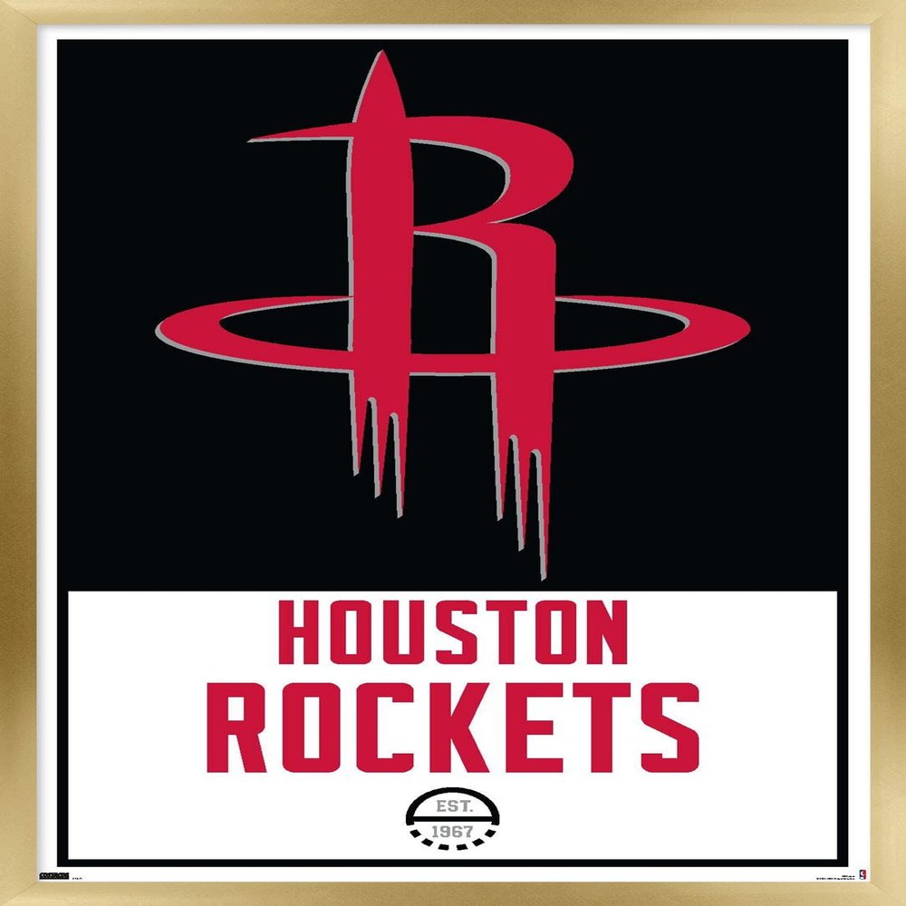 Trends International NBA Houston Rockets - Logo 21 Wall Poster, 22.375" x 34", Gold Framed Version