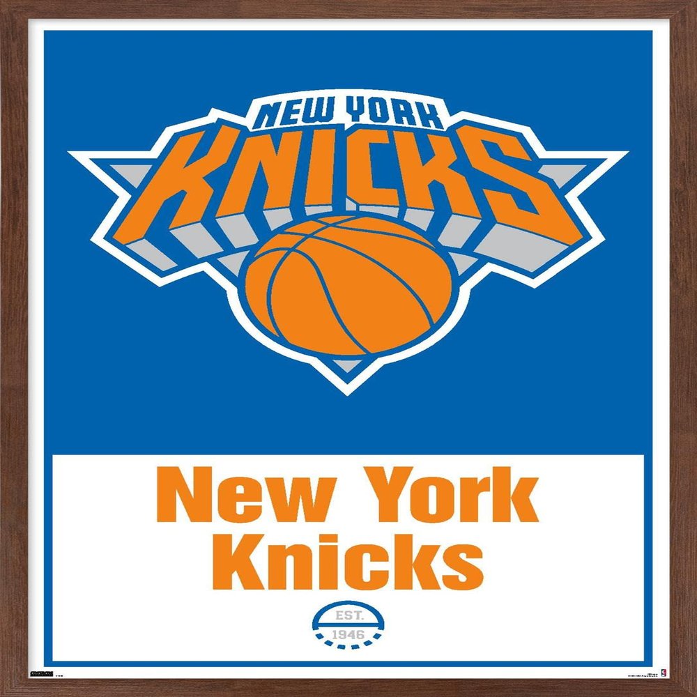 Trends International NBA New York Knicks - Logo 21 Wall Poster, 14.725" x 22.375", Mahogany Framed Version