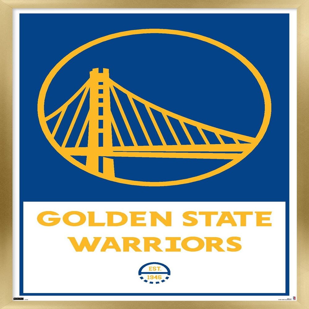 Trends International NBA Golden State Warriors - Logo 21 Wall Poster, 22.375" x 34", Gold Framed Version