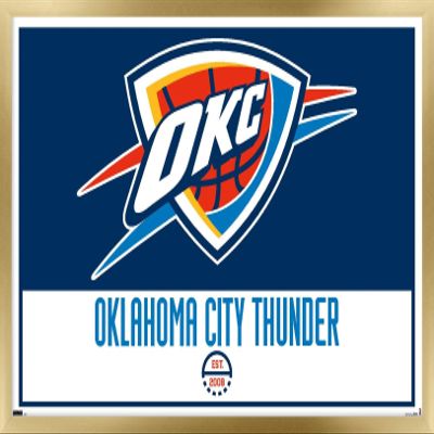 Trends International NBA Oklahoma City Thunder - Logo 21 Wall Poster, 14.725" x 22.375", Gold Framed Version