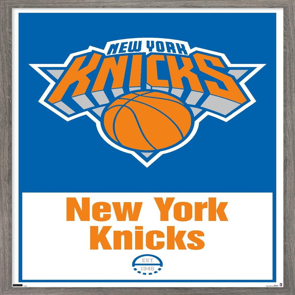 Trends International NBA New York Knicks - Logo 21 Wall Poster, 14.725" x 22.375", Barnwood Framed Version