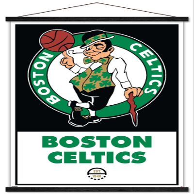 Trends International NBA Boston Celtics - Logo 21 Wall Poster, 22.375" x 34", Print and Black Hanger Bundle