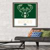 Trends International NBA Milwaukee Bucks - Logo 21 Wall Poster, 22.375" x 34", Mahogany Framed Version view 2