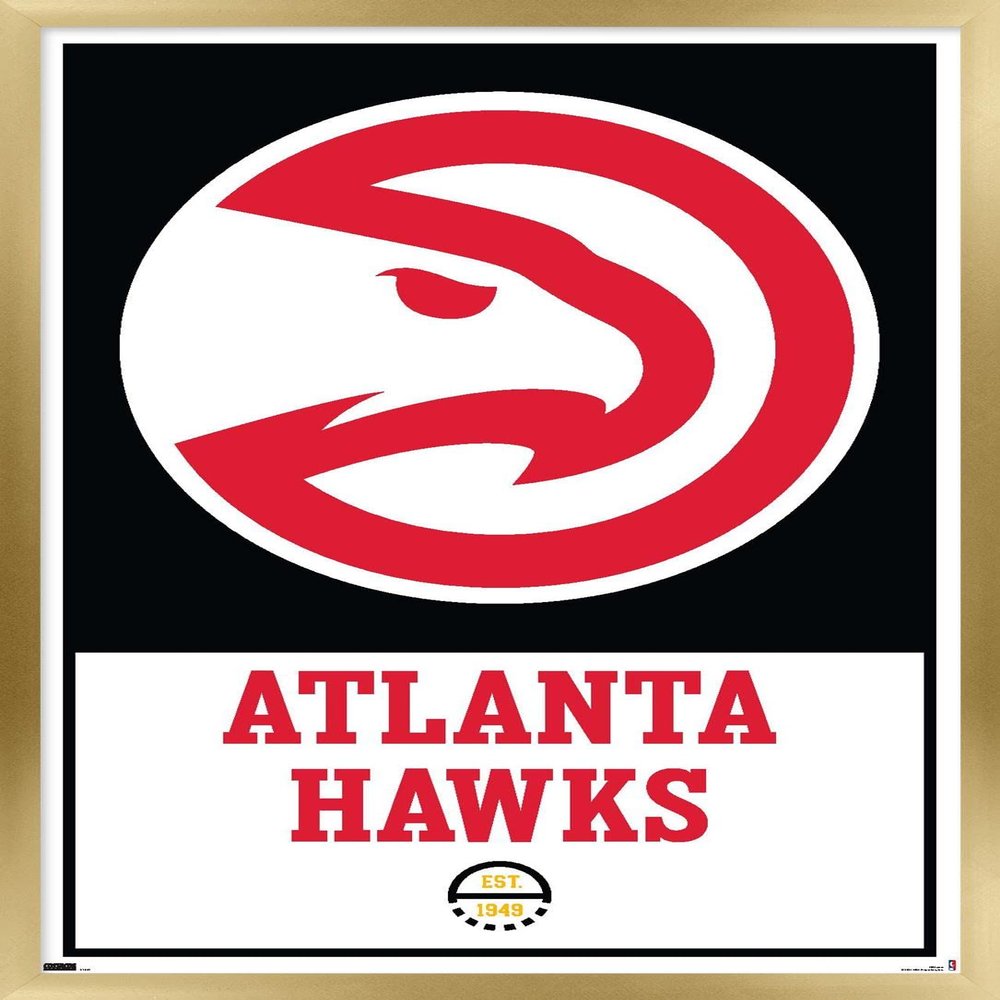 Trends International NBA Atlanta Hawks - Logo 21 Wall Poster, 14.725" x 22.375", Gold Framed Version