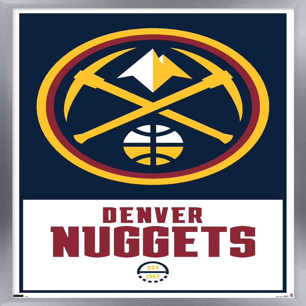 Trends International NBA Denver Nuggets - Logo 21 Wall Poster, 14.725" x 22.375", Silver Framed Version