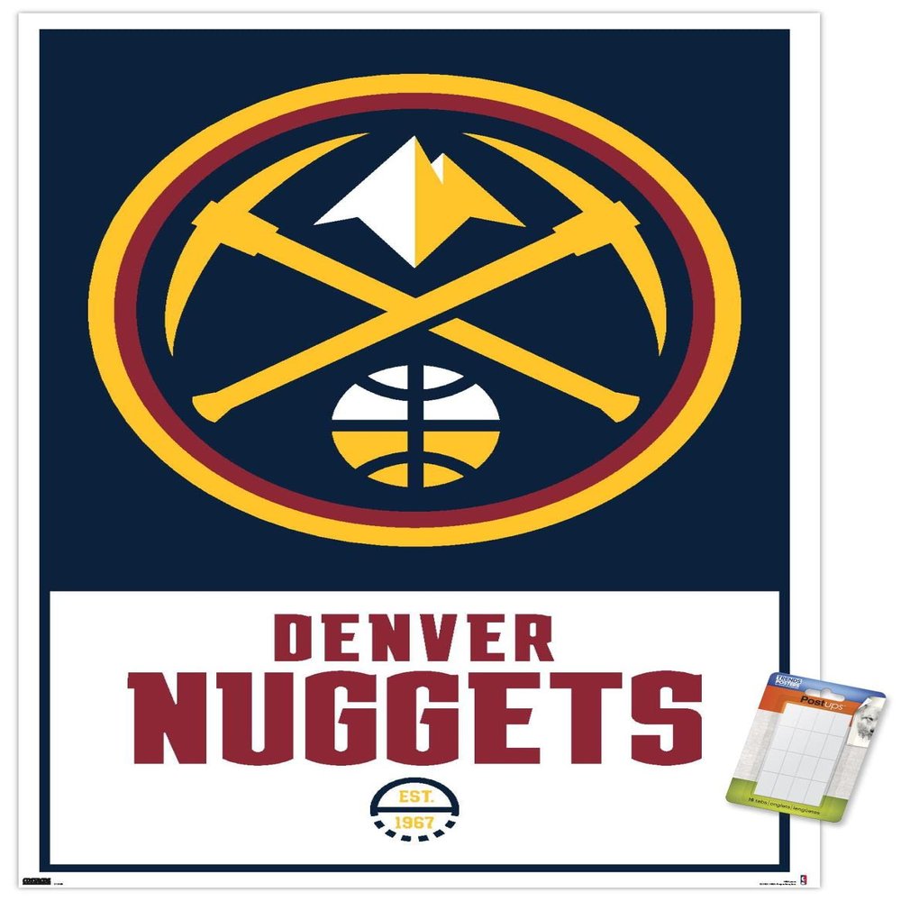 Trends International NBA Denver Nuggets - Logo 21 Wall Poster, 22.375" x 34", Poster & Mount Bundle
