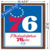Trends International NBA Philadelphia 76ers - Logo 21 Wall Poster, 14.725" x 22.375", Mahogany Framed Version view 3