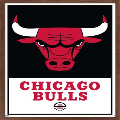 Trends International NBA Chicago Bulls - Logo 21 Wall Poster, 14.725" x 22.375", Mahogany Framed Version