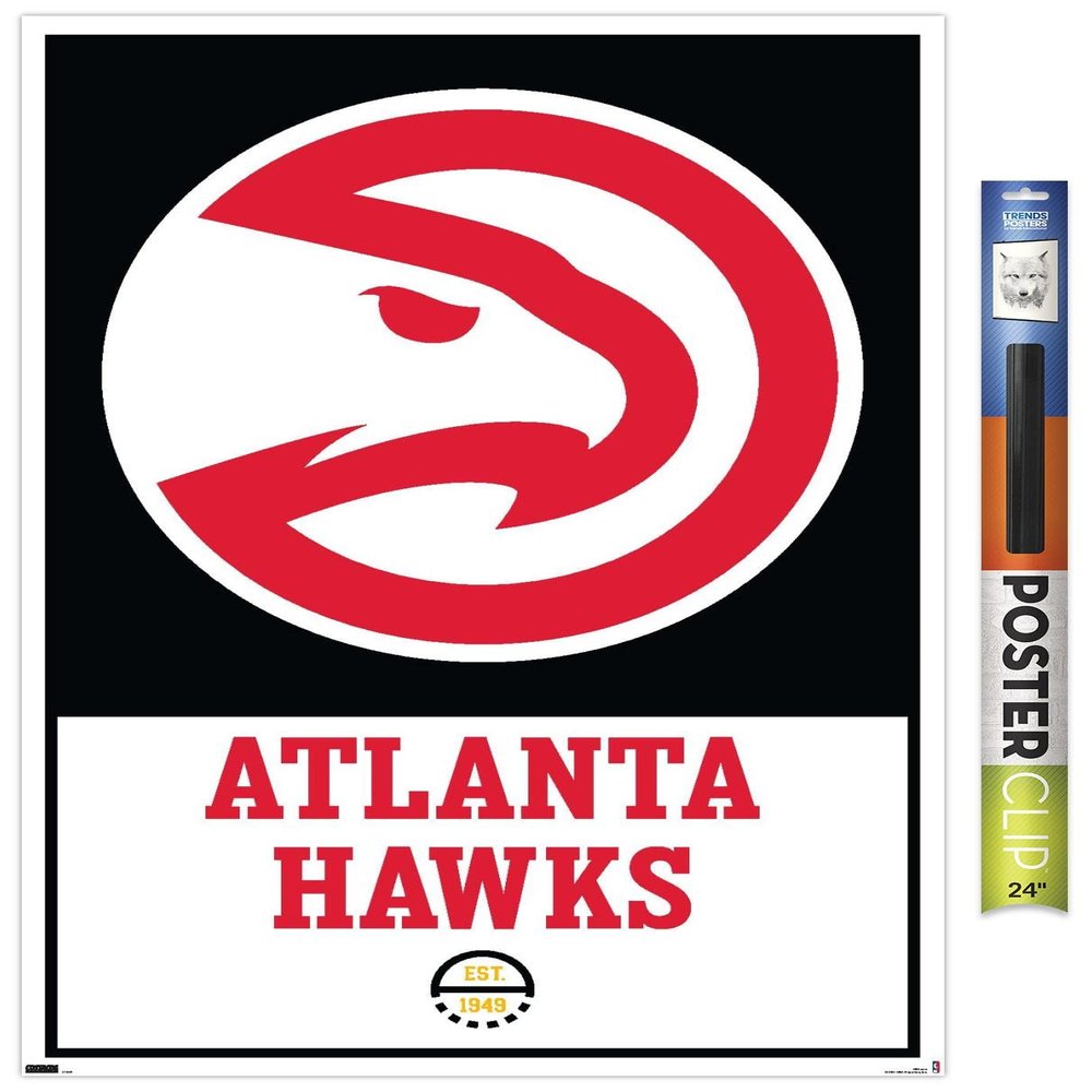 Trends International NBA Atlanta Hawks - Logo 21 Wall Poster, 22.375" x 34", Poster & Clip Bundle