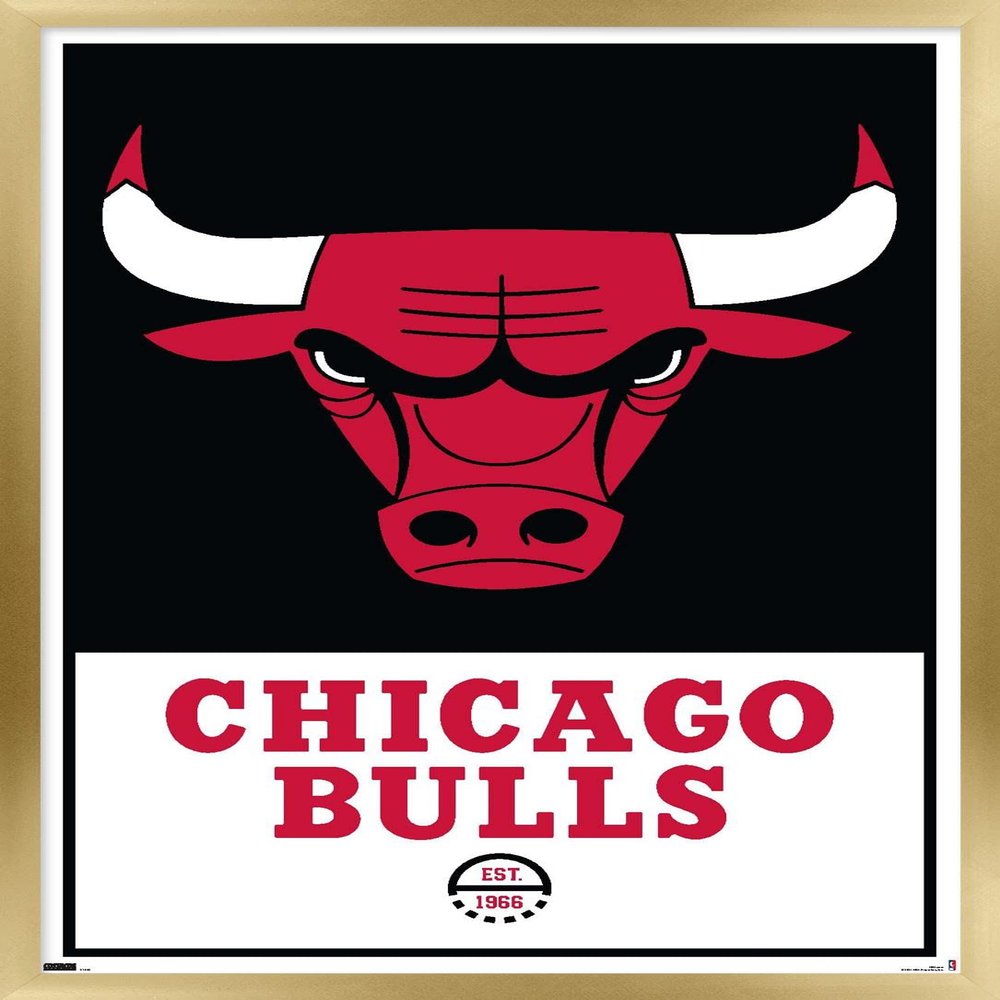 Trends International NBA Chicago Bulls - Logo 21 Wall Poster, 14.725" x 22.375", Gold Framed Version