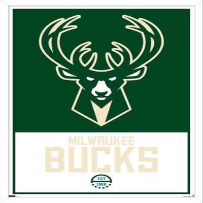 Trends International NBA Milwaukee Bucks - Logo 21 Wall Poster, 14.725" x 22.375", White Framed Version