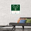 Trends International NBA Milwaukee Bucks - Logo 21 Wall Poster, 14.725" x 22.375", White Framed Version view 2