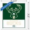 Trends International NBA Milwaukee Bucks - Logo 21 Wall Poster, 14.725" x 22.375", White Framed Version view 3
