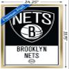 Trends International NBA Brooklyn Nets - Logo 21 Wall Poster, 22.375" x 34", Gold Framed Version view 3