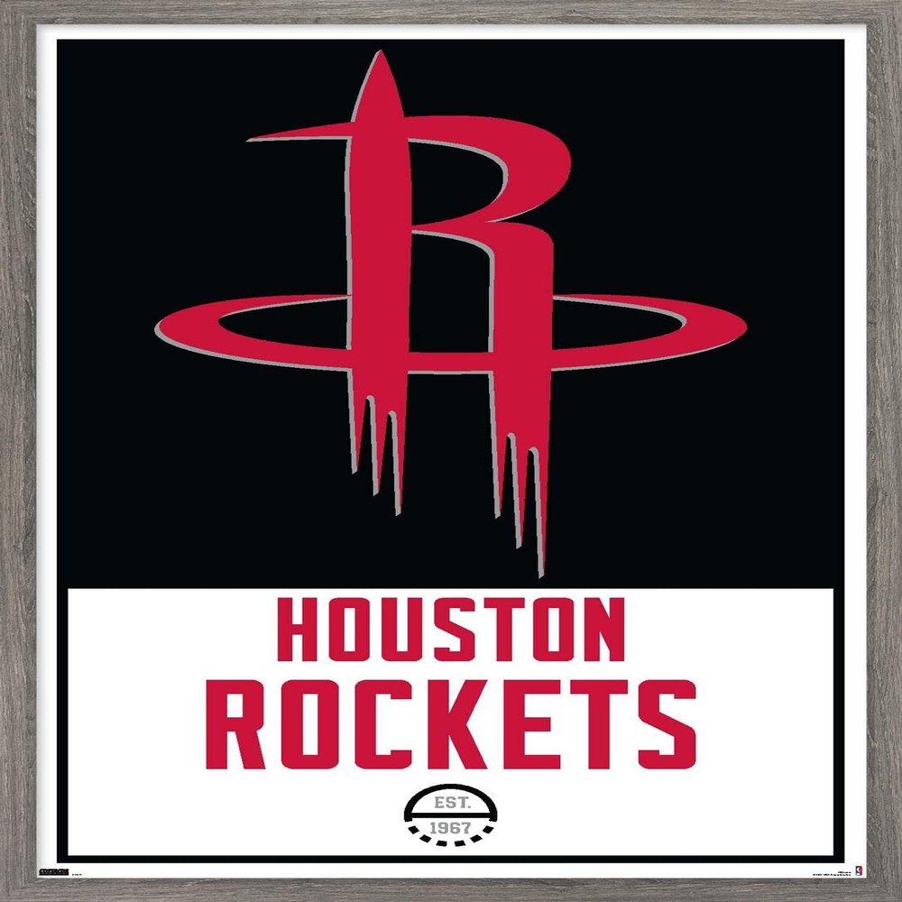 Trends International NBA Houston Rockets - Logo 21 Wall Poster, 14.725" x 22.375", Barnwood Framed Version