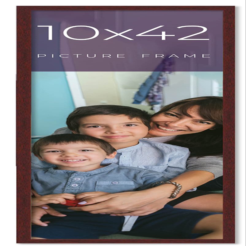 10x42 Frame Brown Solid Wood Picture Frame Width 0.75 Inches | Interior Frame Depth 0.5 Inches | Mogano Traditional Photo Frame Complete with UV Acrylic, Foam Board Backing & Hanging Hardware
