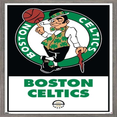 Trends International NBA Boston Celtics - Logo 21 Wall Poster, 14.725" x 22.375", Barnwood Framed Version