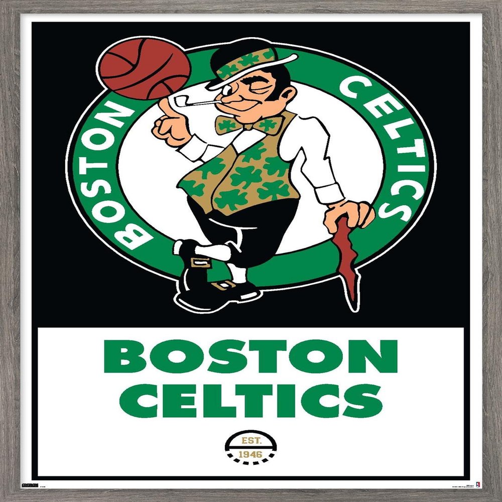 Trends International NBA Boston Celtics - Logo 21 Wall Poster, 14.725" x 22.375", Barnwood Framed Version