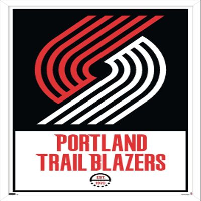 Trends International NBA Portland Trail Blazers - Logo 21 Wall Poster, 22.375" x 34", White Framed Version