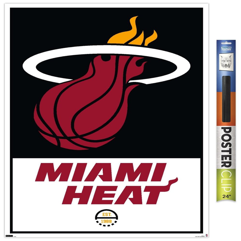 Trends International NBA Miami Heat - Logo 21 Wall Poster, 22.375" x 34", Premium Poster & Clip Bundle