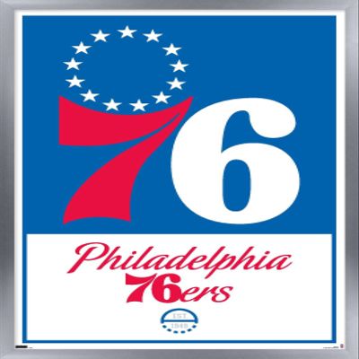 Trends International NBA Philadelphia 76ers - Logo 21 Wall Poster, 14.725" x 22.375", Silver Framed Version
