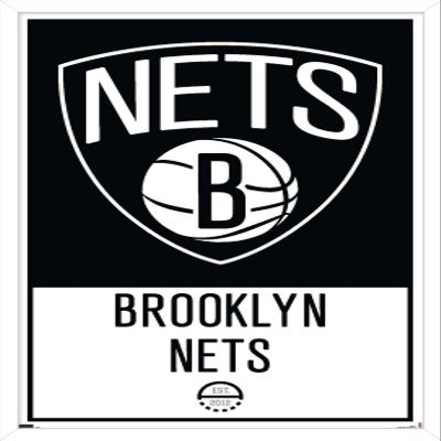 Trends International NBA Brooklyn Nets - Logo 21 Wall Poster, 22.375" x 34", White Framed Version