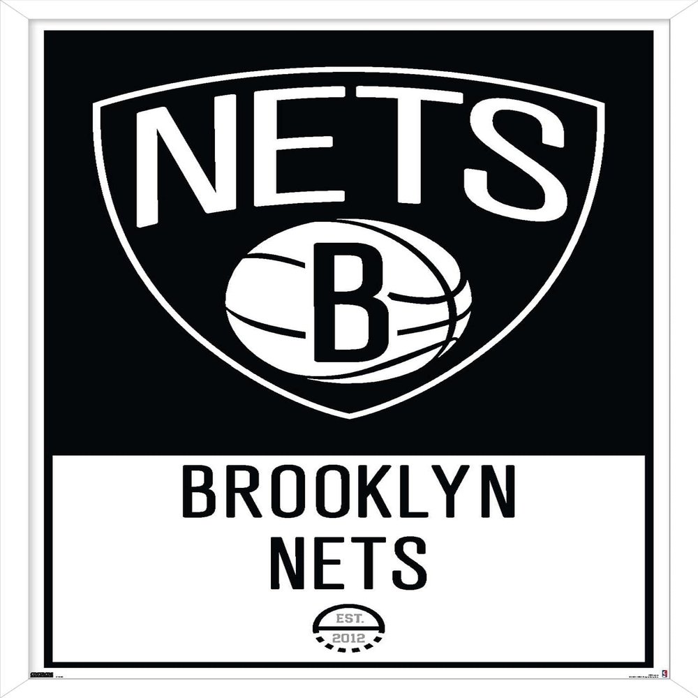 Trends International NBA Brooklyn Nets - Logo 21 Wall Poster, 22.375" x 34", White Framed Version