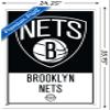 Trends International NBA Brooklyn Nets - Logo 21 Wall Poster, 22.375" x 34", White Framed Version view 3
