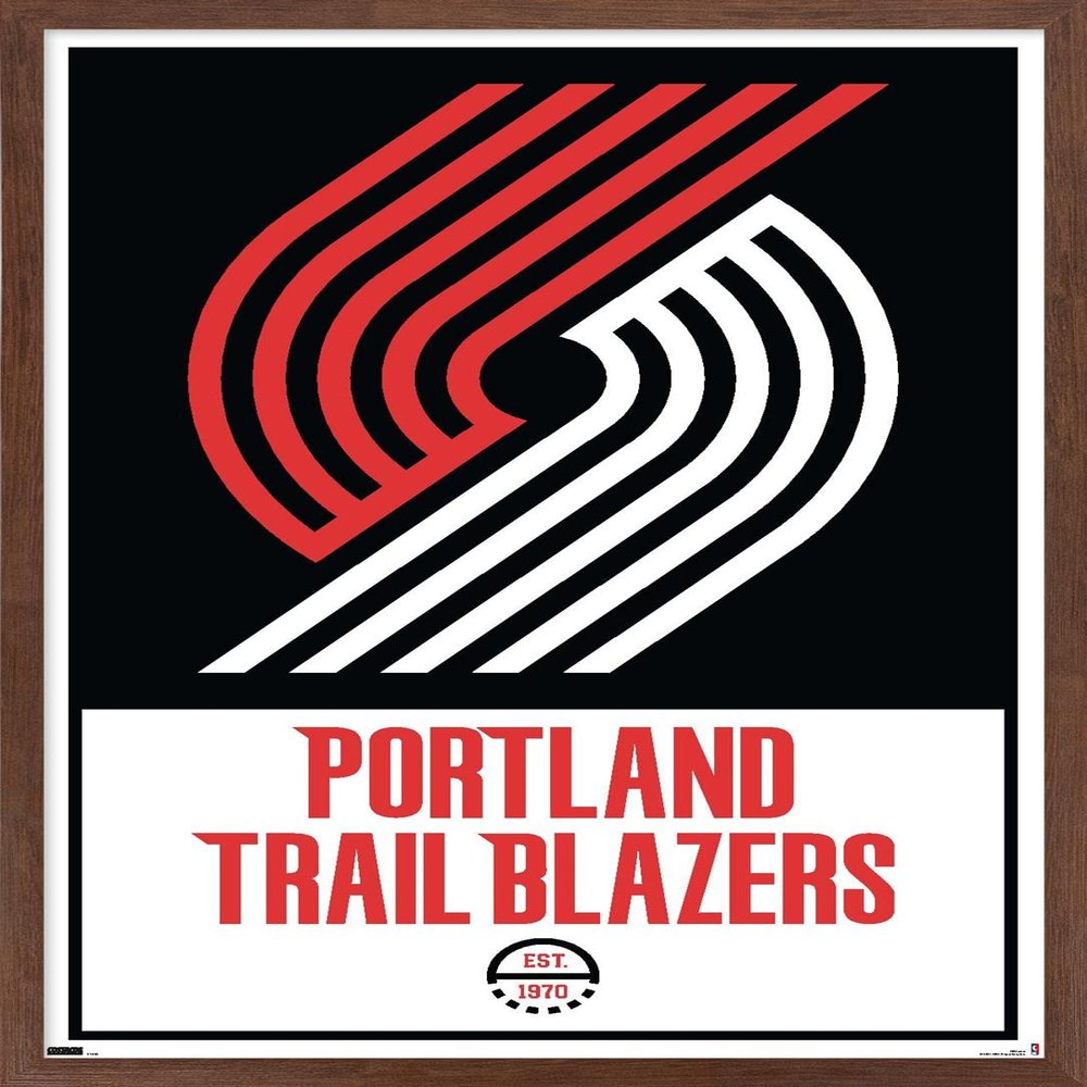 Trends International NBA Portland Trail Blazers - Logo 21 Wall Poster, 22.375" x 34", Mahogany Framed Version
