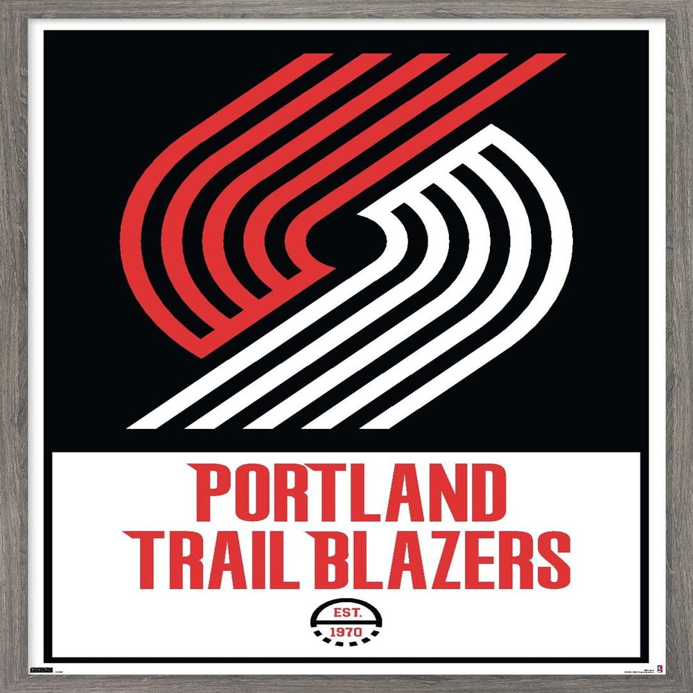 Trends International NBA Portland Trail Blazers - Logo 21 Wall Poster, 22.375" x 34", Barnwood Framed Version