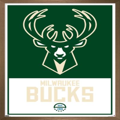 Trends International NBA Milwaukee Bucks - Logo 21 Wall Poster, 14.725" x 22.375", Bronze Framed Version