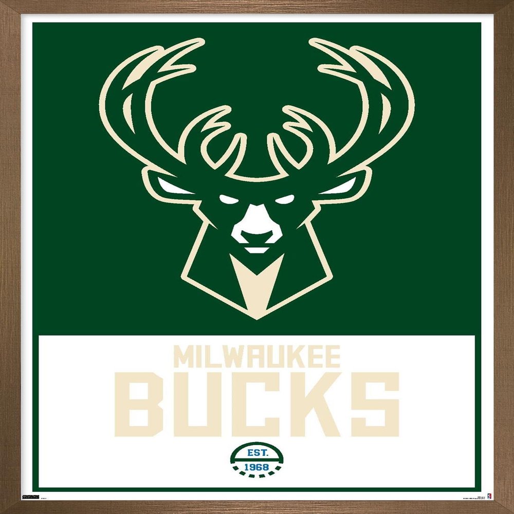Trends International NBA Milwaukee Bucks - Logo 21 Wall Poster, 14.725" x 22.375", Bronze Framed Version