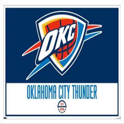 Trends International NBA Oklahoma City Thunder - Logo 21 Wall Poster, 14.725" x 22.375", White Framed Version