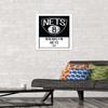 Trends International NBA Brooklyn Nets - Logo 21 Wall Poster, 14.725" x 22.375", White Framed Version view 2