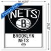 Trends International NBA Brooklyn Nets - Logo 21 Wall Poster, 14.725" x 22.375", White Framed Version view 3