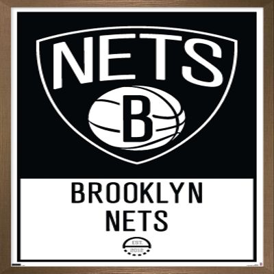 Trends International NBA Brooklyn Nets - Logo 21 Wall Poster, 14.725" x 22.375", Bronze Framed Version