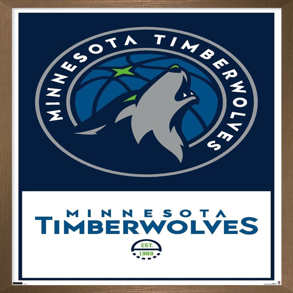 Trends International NBA Minnesota Timberwolves - Logo 21 Wall Poster, 14.725" x 22.375", Bronze Framed Version