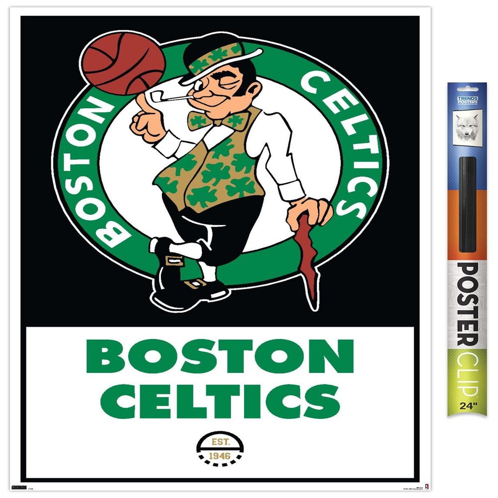 Trends International NBA Boston Celtics - Logo 21 Wall Poster, 22.375" x 34", Poster & Clip Bundle
