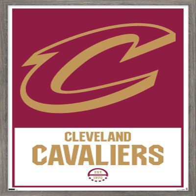 Trends International NBA Cleveland Cavaliers - Logo 21 Wall Poster, 14.725" x 22.375", Barnwood Framed Version