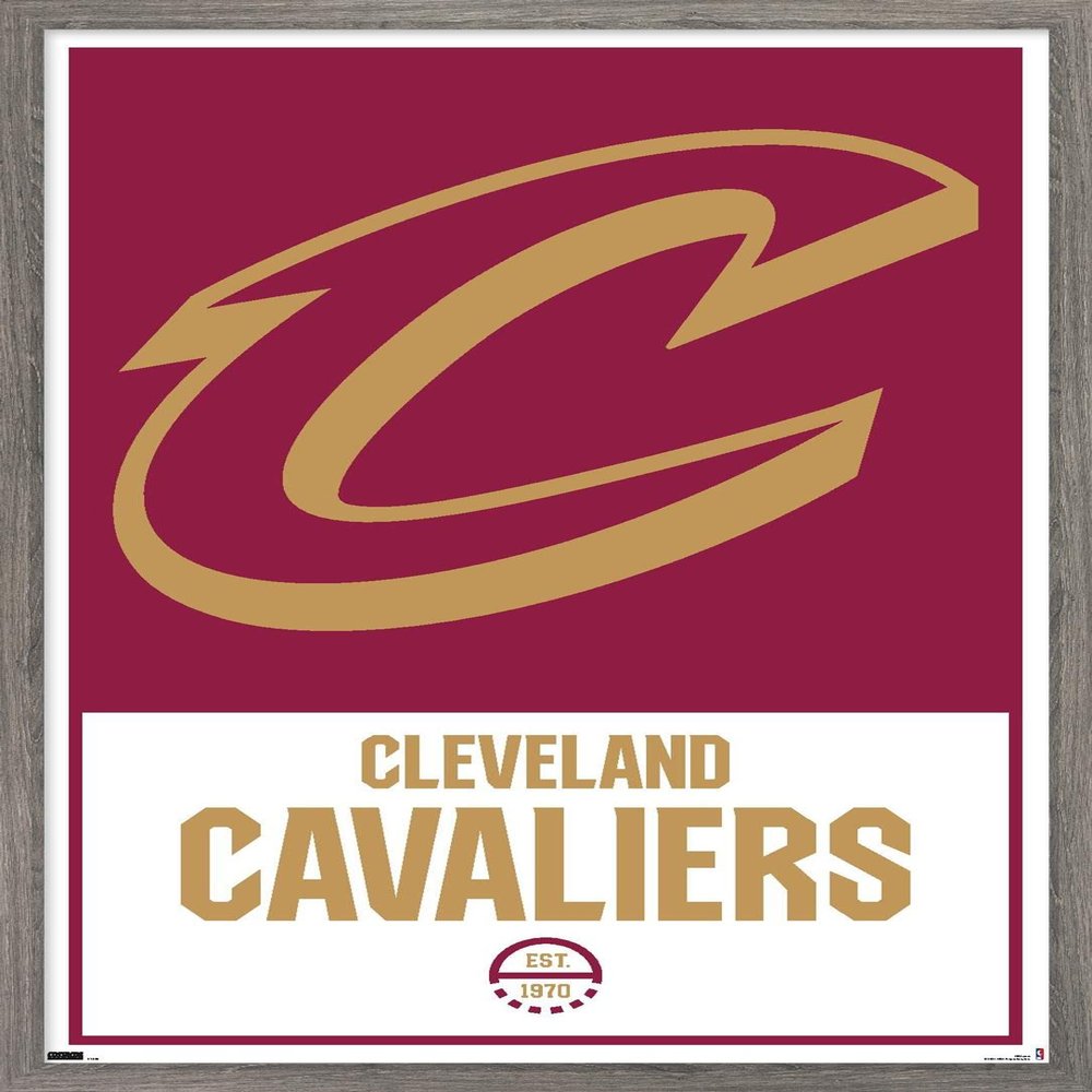 Trends International NBA Cleveland Cavaliers - Logo 21 Wall Poster, 14.725" x 22.375", Barnwood Framed Version